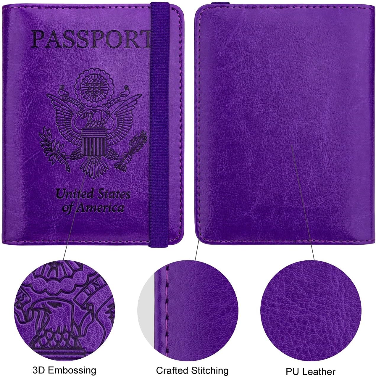 WALNEW Passport Holder for Travel, RFID Passport Cover Wallet for Women Men, PU Leather Passport Book Card Holder Case with Pen, Travelling Essentials for Flying