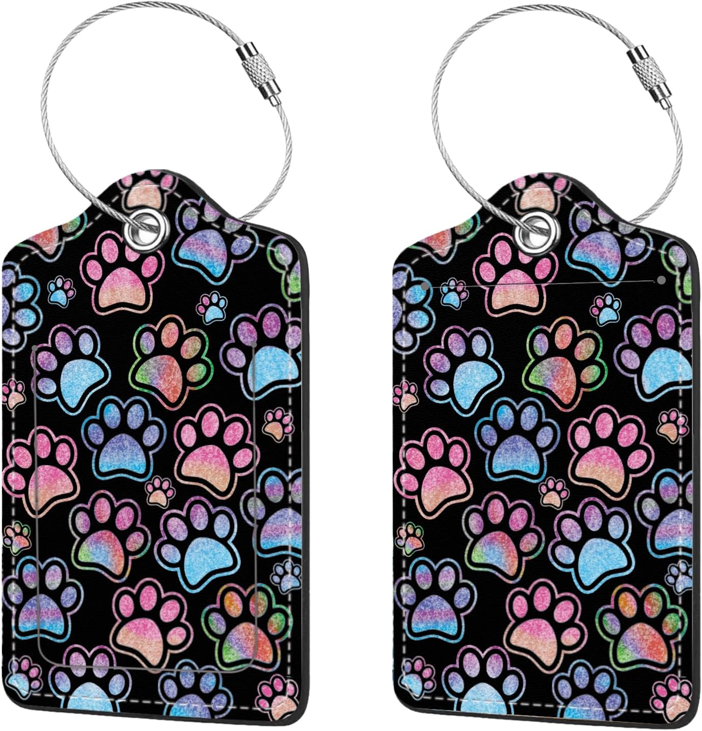 2 Pcs Luggage Tags for Suitcase, Cute Unique PU Leather Travel Bag Tag with Privacy Cover ID Label