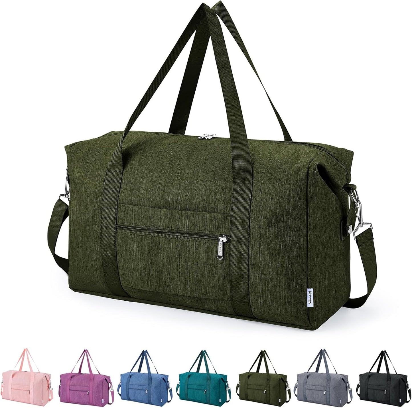 Narwey For Spirit Airlines Personal Item Bag 18x14x8 Foldable Duffle Bag for Travel Packable Duffel Bag for Traveling Carry on Bag for Airplanes Underseat Overnight for Women and Men (Army Green)