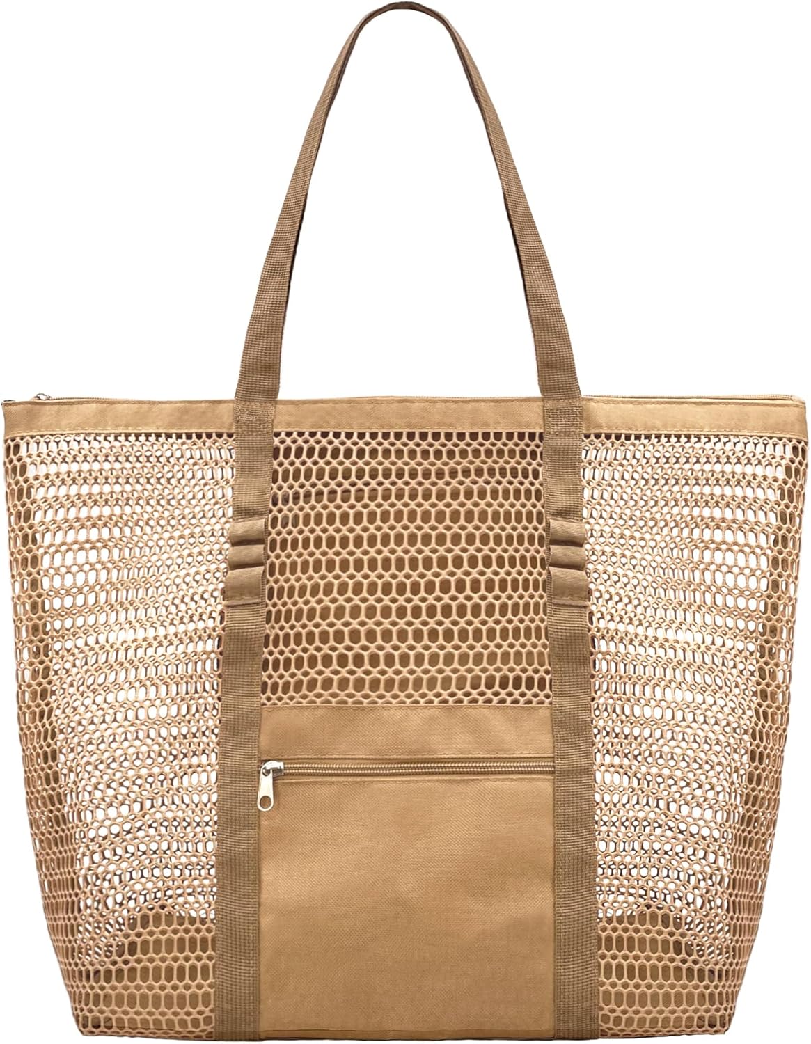 Mesh Beach Bags for Women with Zipper Foldable Hobo Tote Bag Vacation Shoulder Bags for Swimming Pools