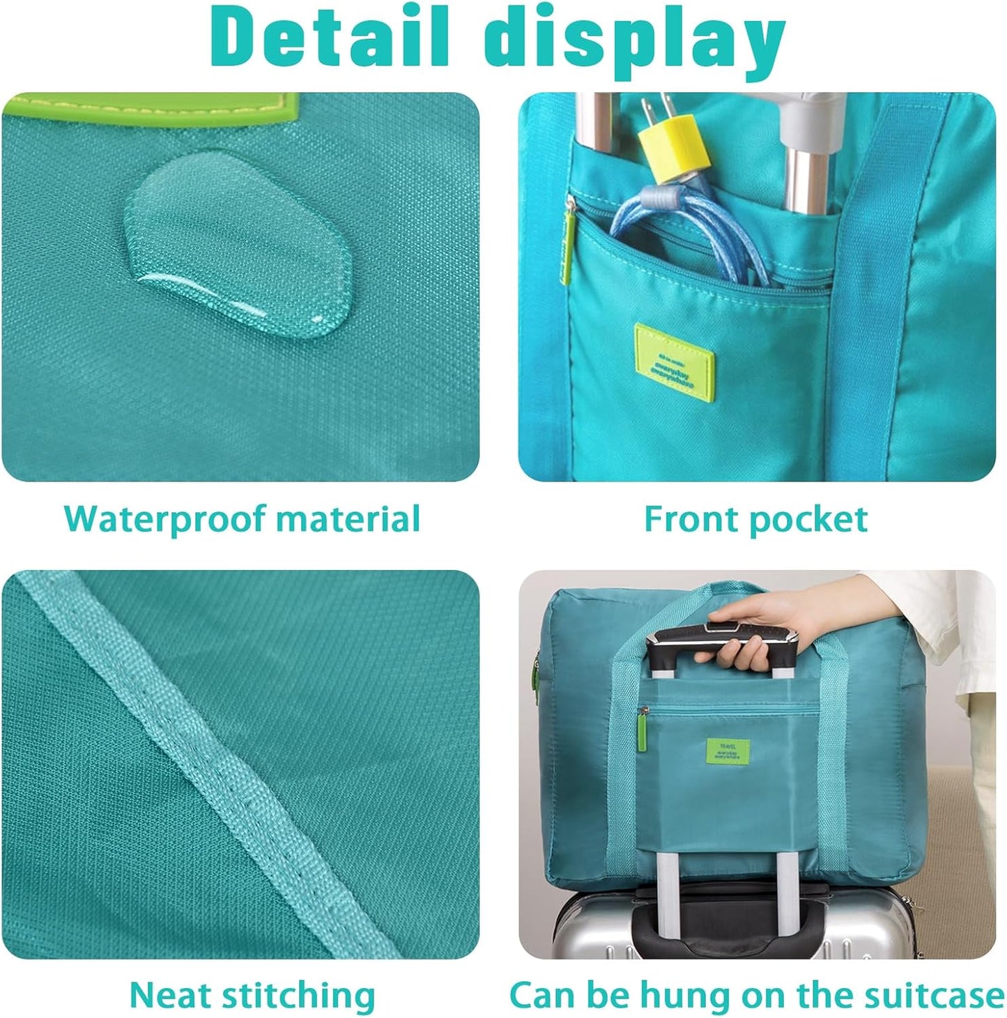 Travel Duffel Bag Carry on Luggage Bag Foldable Travel Tote Bag Waterproof Sports Gym Bag Lightweight Large Weekender Overnight Bag for Women and Men(4 PCS)