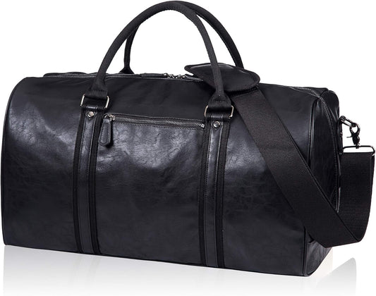 seyfocnia Oversized Duffle Travel Bag Waterproof Leather Weekend Bag Large Carry On Large Carry On Hangbag for Mens or Women