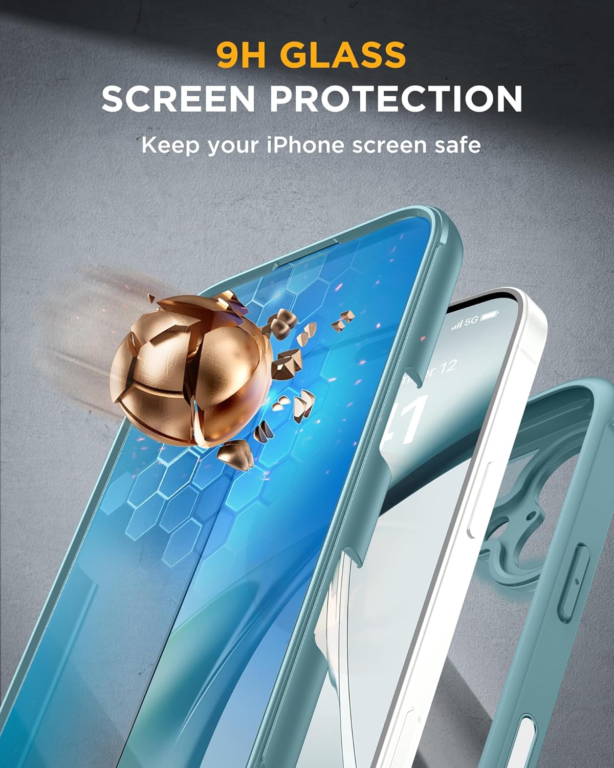 Miracase for iPhone 17 Case 6.3'', Full-Body Military Grade Drop Protection Outdoor Phone case with Built-in Glass Screen &Camera Control,Easy Installation,No Gap,Compatible with MagSafe, Green