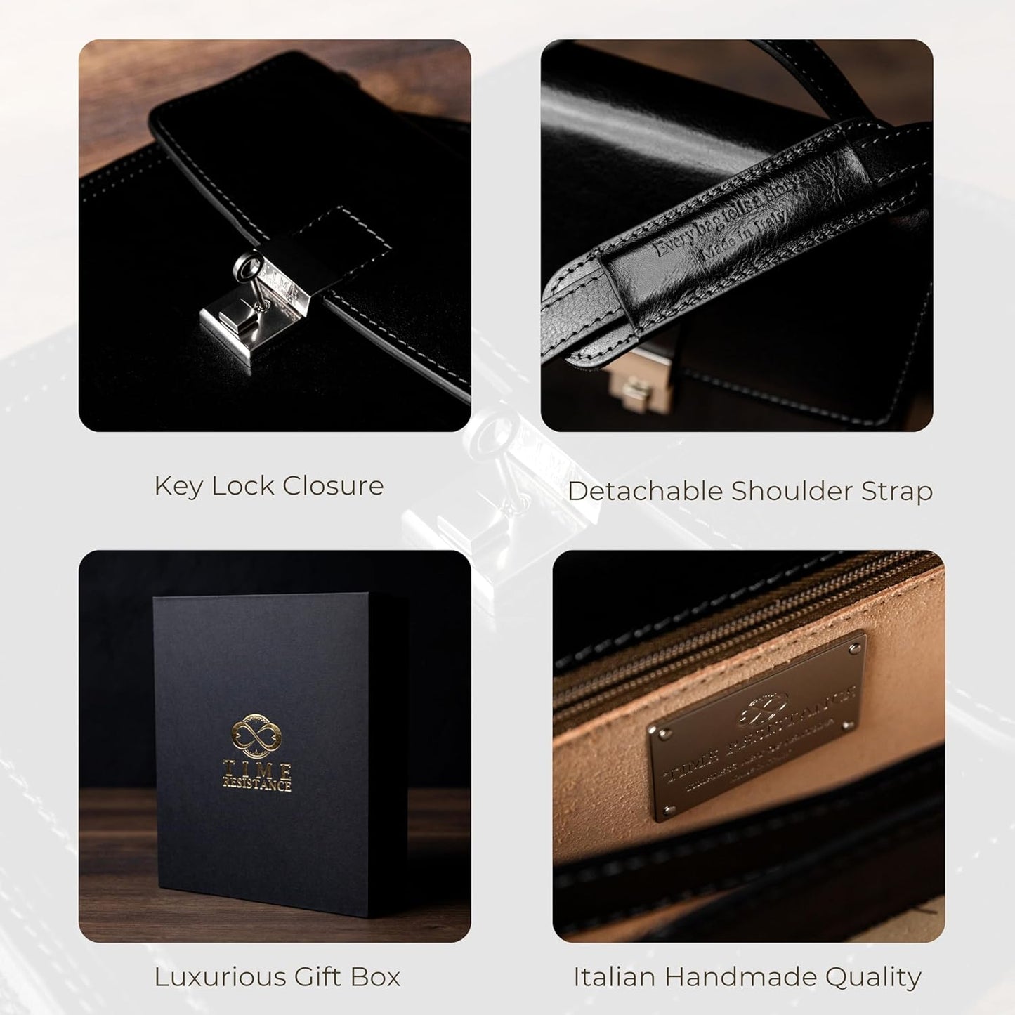 Time Resistance Small Leather Briefcase for Men - Crossbody Bag - Italian Leather Messenger Bag - Gift Box Included