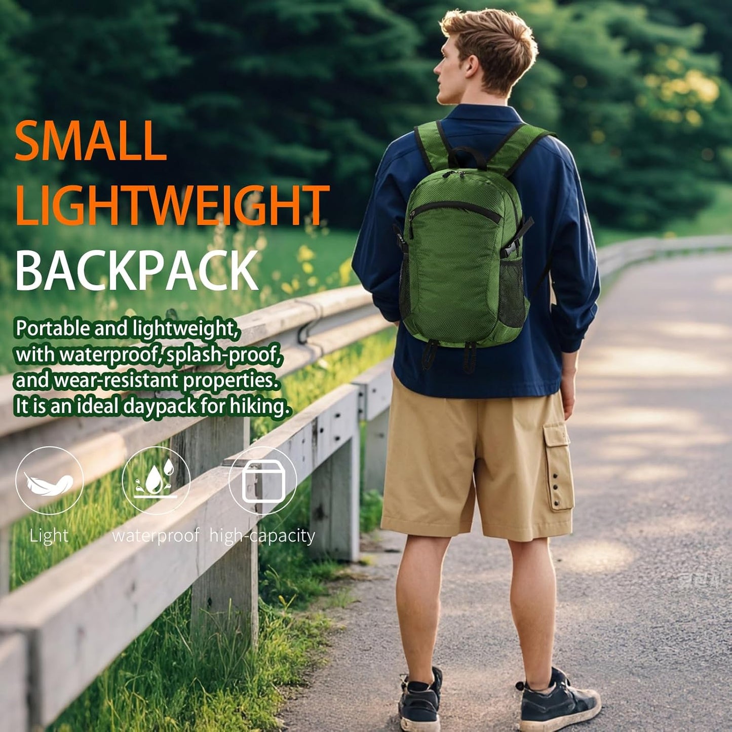 Small Hiking Backpack 15L Travel Lightweight Hiking Packable Daypack Water-Resistant Foldable