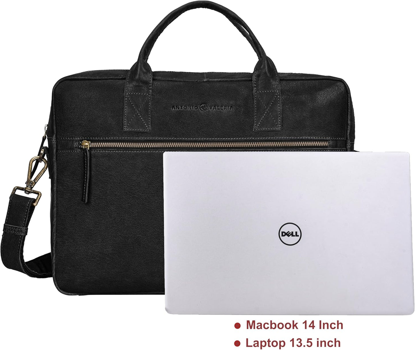 ANTONIO VALERIA Andy Washed Leather Laptop Messenger Bag for Men