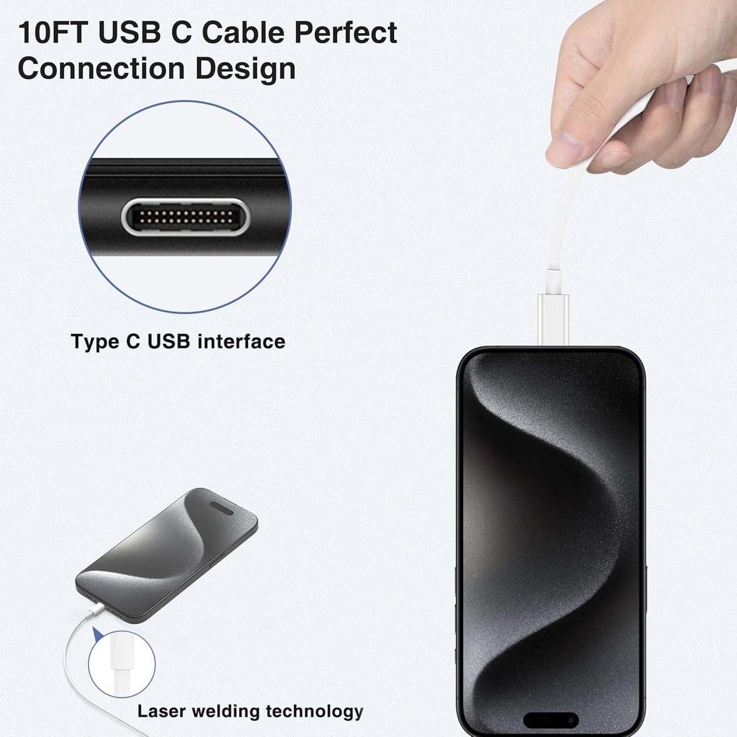 2Pack 45W iPhone 17 16 15 Charger Fast Charging,USB C Super Fast Charger Block and Long Type C to C Cable Cord 10ft for Apple iPhone 17 Pro Max/17 Air/16 Pro/16 Pro Max/15 Plus/15 Pro/iPad Plug Cube