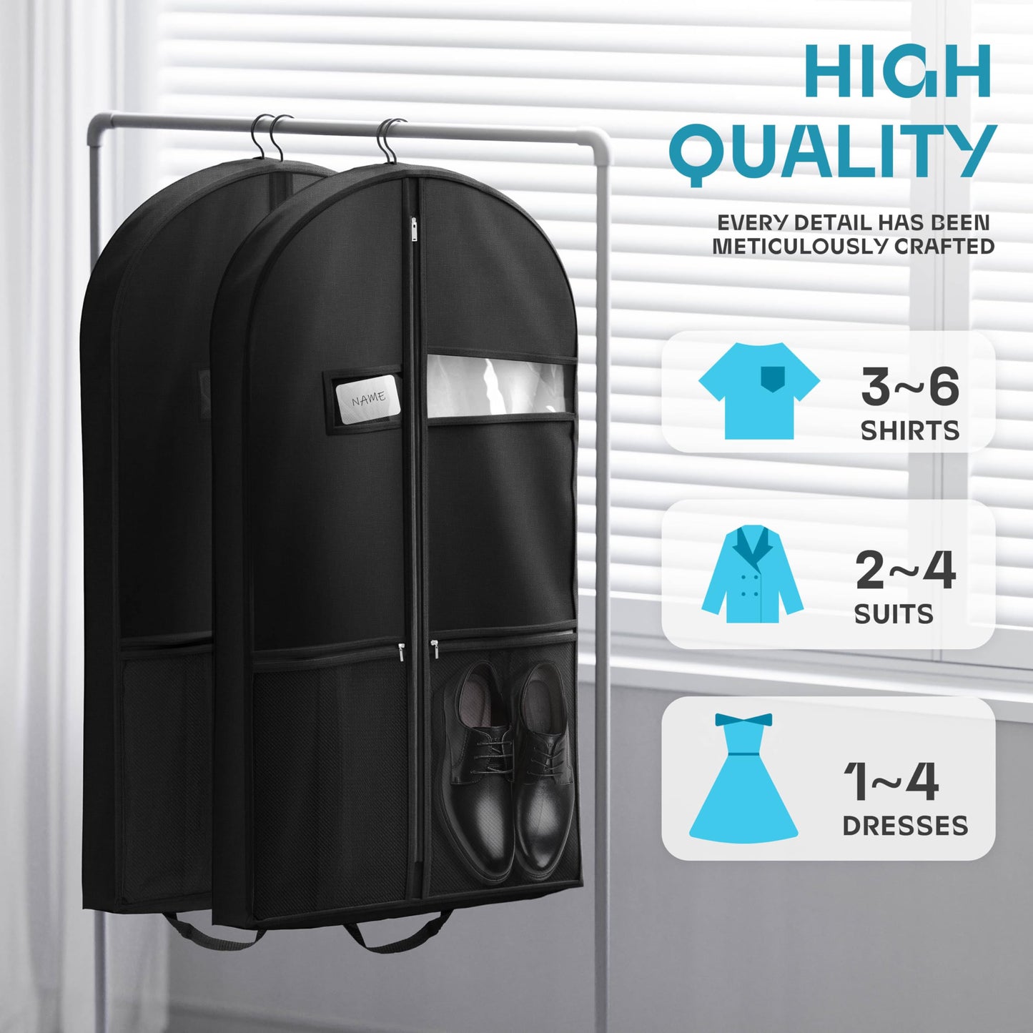 Lazebox 43" Travel Garment Bag with Accessories Zipper Pocket, Heavy Duty Suit Bag for Suits