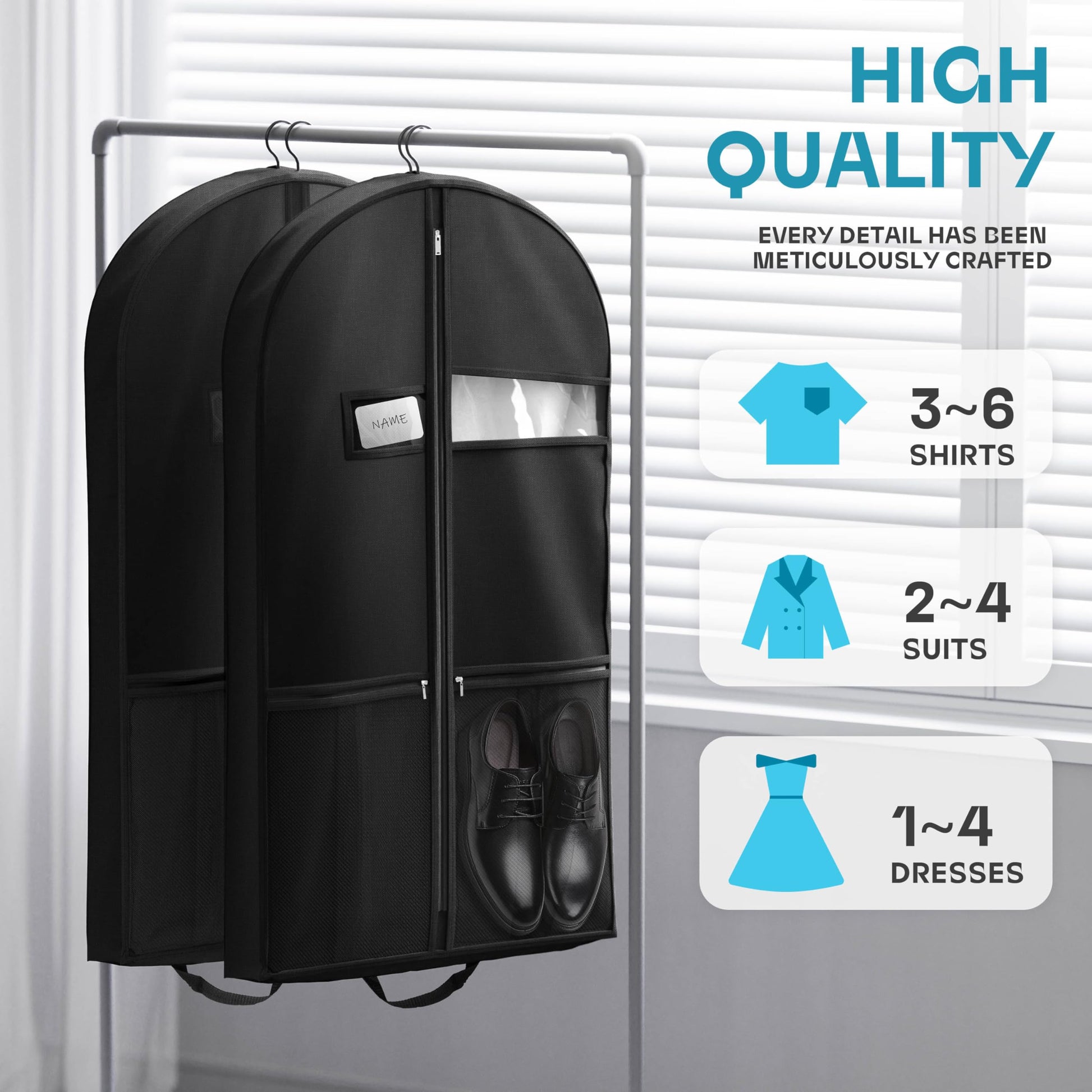 Lazebox 43" Travel Garment Bag with Accessories Zipper Pocket, Heavy Duty Suit Bag for Suits