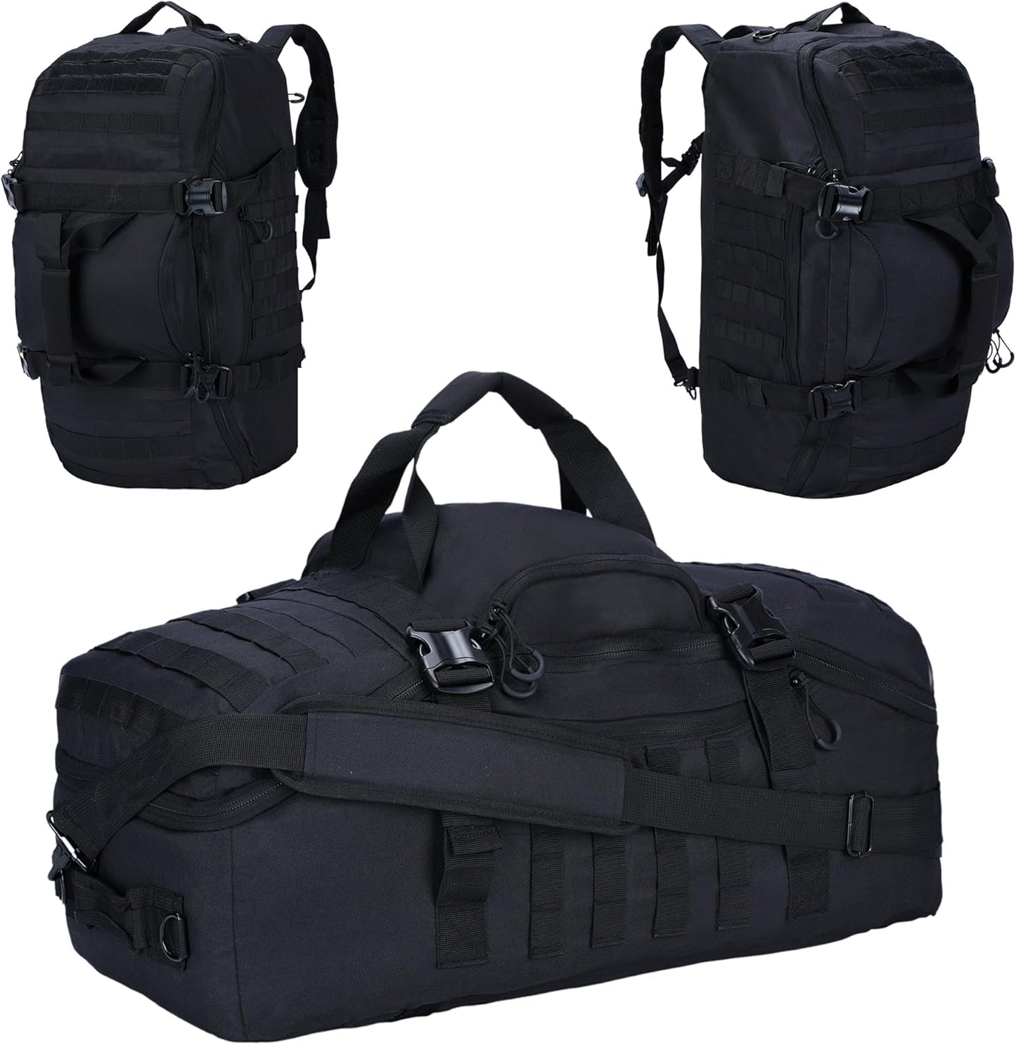 Gym Bag Duffle Bags Backpack Travel Duffle Bag with Weekend Overnight Bag for Outdoor Tactical Sports Travel Camping Hunting (Black, 60L)
