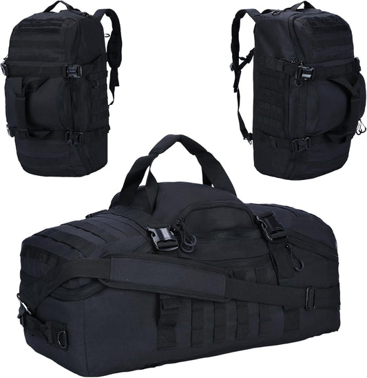 Gym Bag Duffle Bags Backpack Travel Duffle Bag with Weekend Overnight Bag for Outdoor Tactical Sports Travel Camping Hunting (Black, 40L)