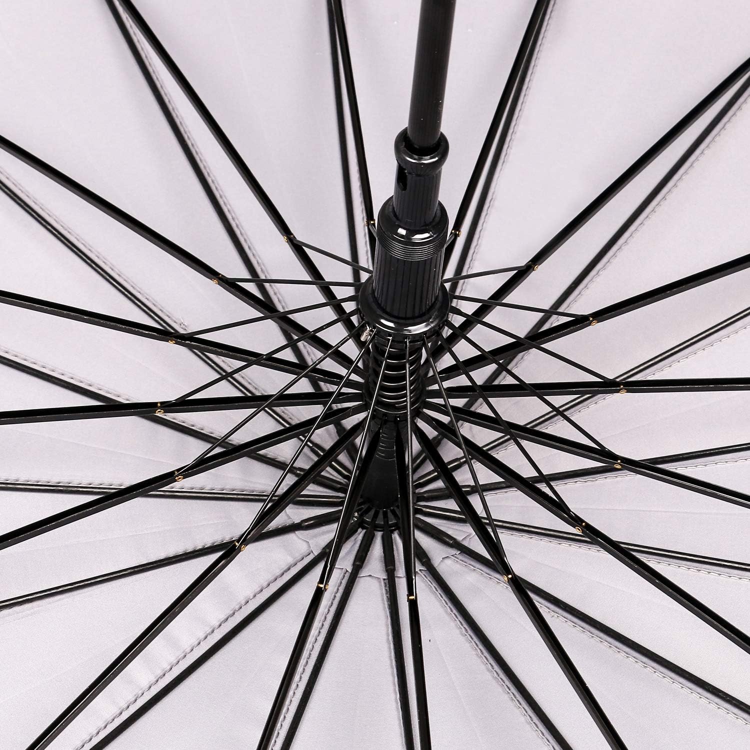 ThreeH Bamboo Stick Umbrella Auto Open Solid Color Fashionable and Simple 190T 16 Ribs, KS08 Grey