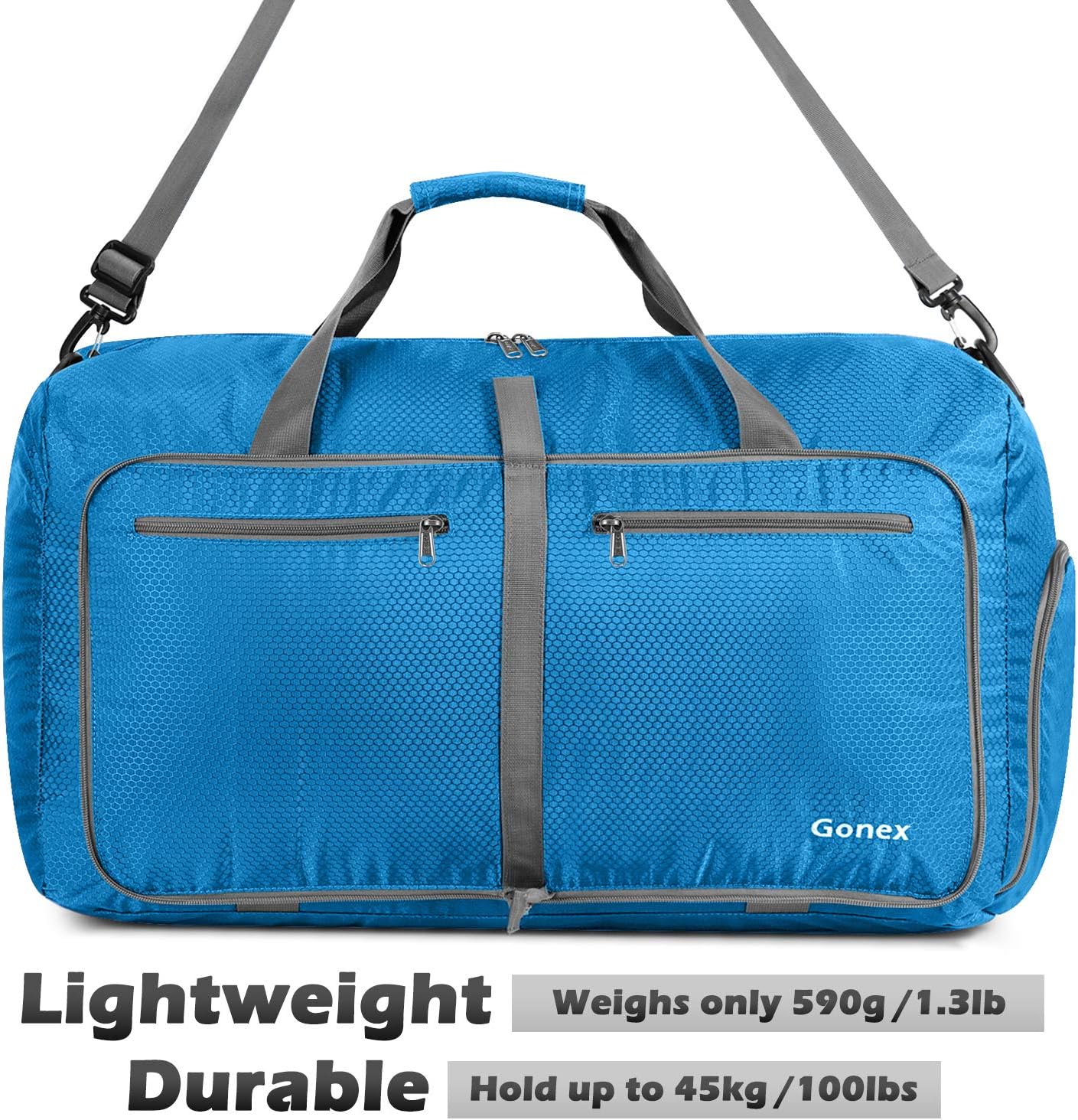 Gonex 40L 60L 80L 100L 150L Large Foldable Travel Duffle Bag with Shoes Compartment, Packable Lightweight Water Repellent Duffel Bag for Camping Gym Weekender Bag