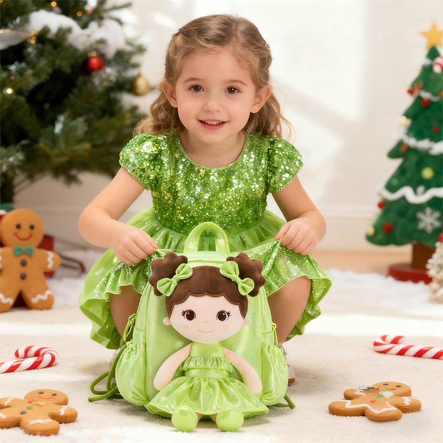 Lazada Toddler Backpack - Baby Girl Gifts Curly Fingerprints Plush Doll Dress Backpack - Fashion