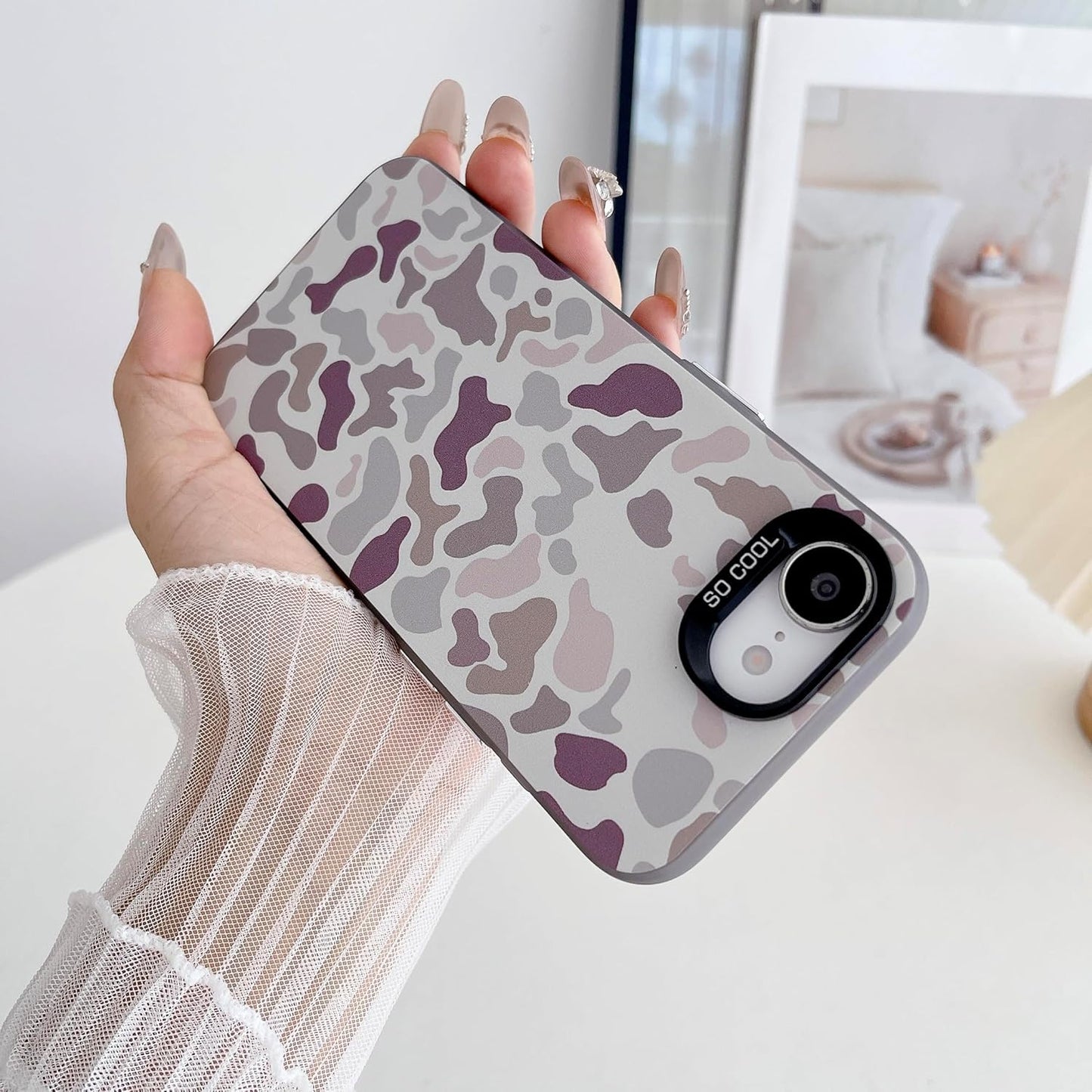 for iPhone 16e Case, Vintage Camo Pattern Design for Men Boys Teens, Cool Camouflage Shockproof Protective Cover for Girls Women - Black