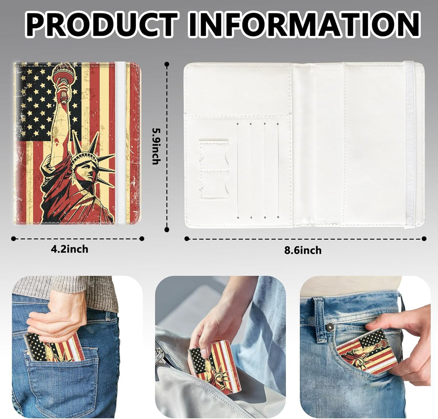 Passport Holder for Travel, Cute Passport Cover for Women Men, Waterproof PU Leather Rfid Blocking Passport Wallet with Credit Card Case for Travel Family, Boys Girls Travel Essentials