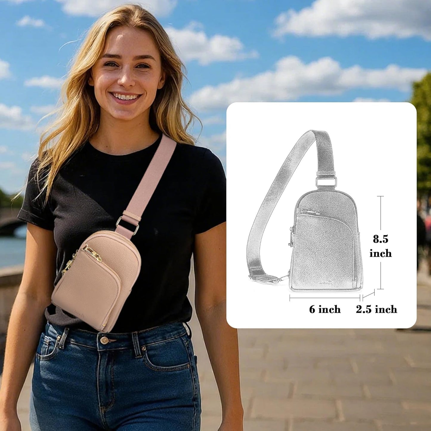 INICAT RFID Blocking Sling Bag Anti Theft Crossbody Bags for Women Travel Fanny Pack Cross Body for Woman Chest Bag