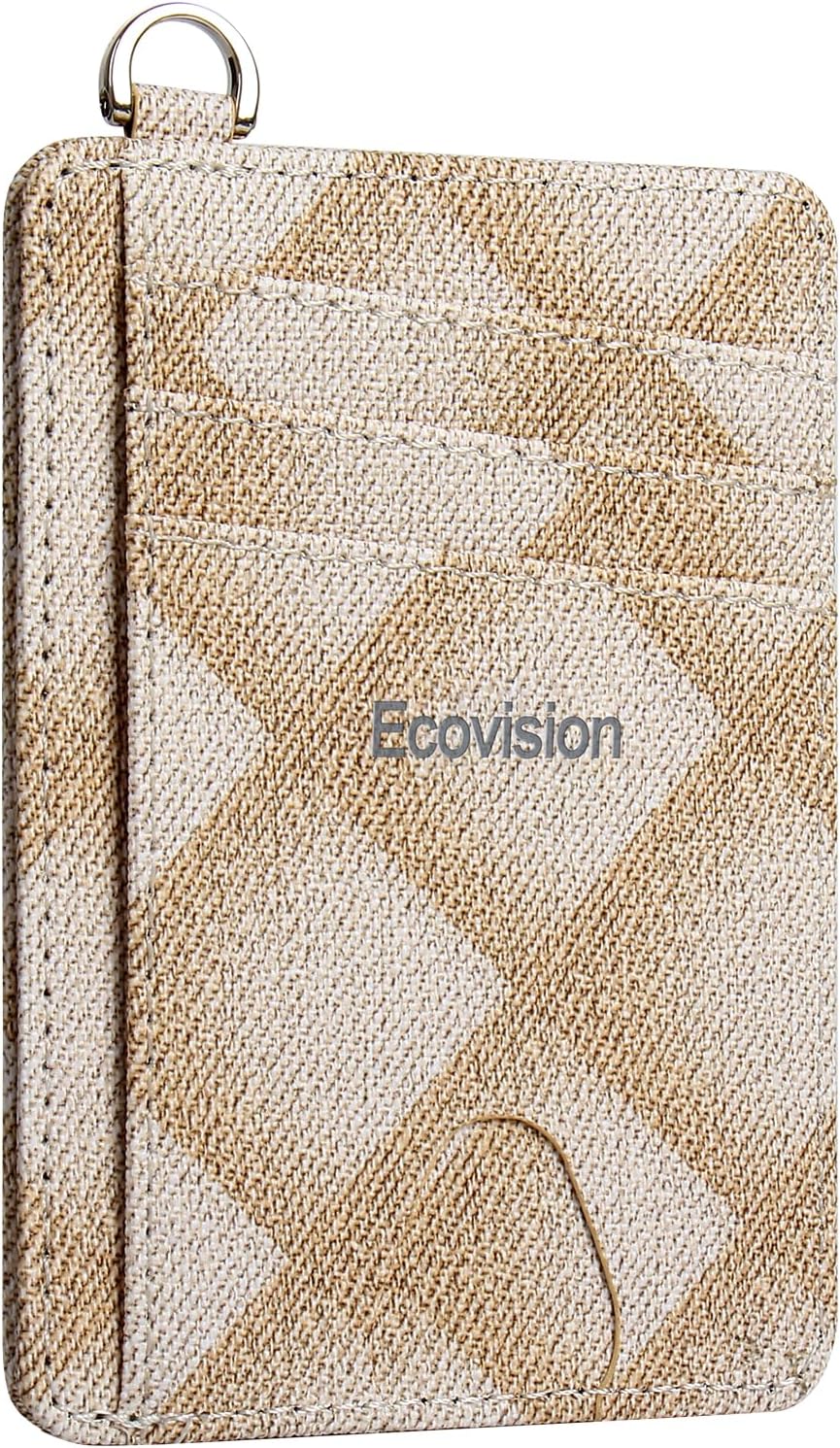 EcoVision Slim Minimalist Front Pocket Wallet, RFID Blocking Credit Card Holder Wallet with Detachable D-Shackle for Men Women