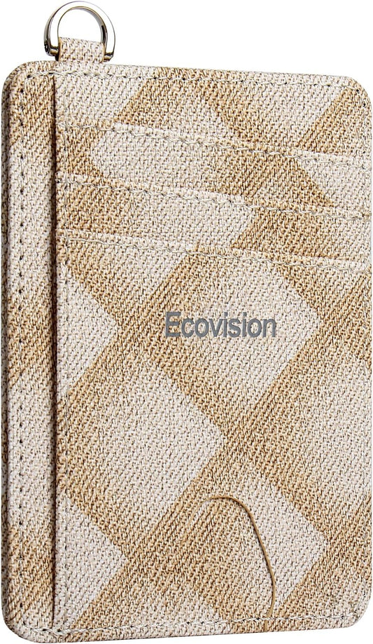 EcoVision Slim Minimalist Front Pocket Wallet, RFID Blocking Credit Card Holder Wallet with Detachable D-Shackle for Men Women