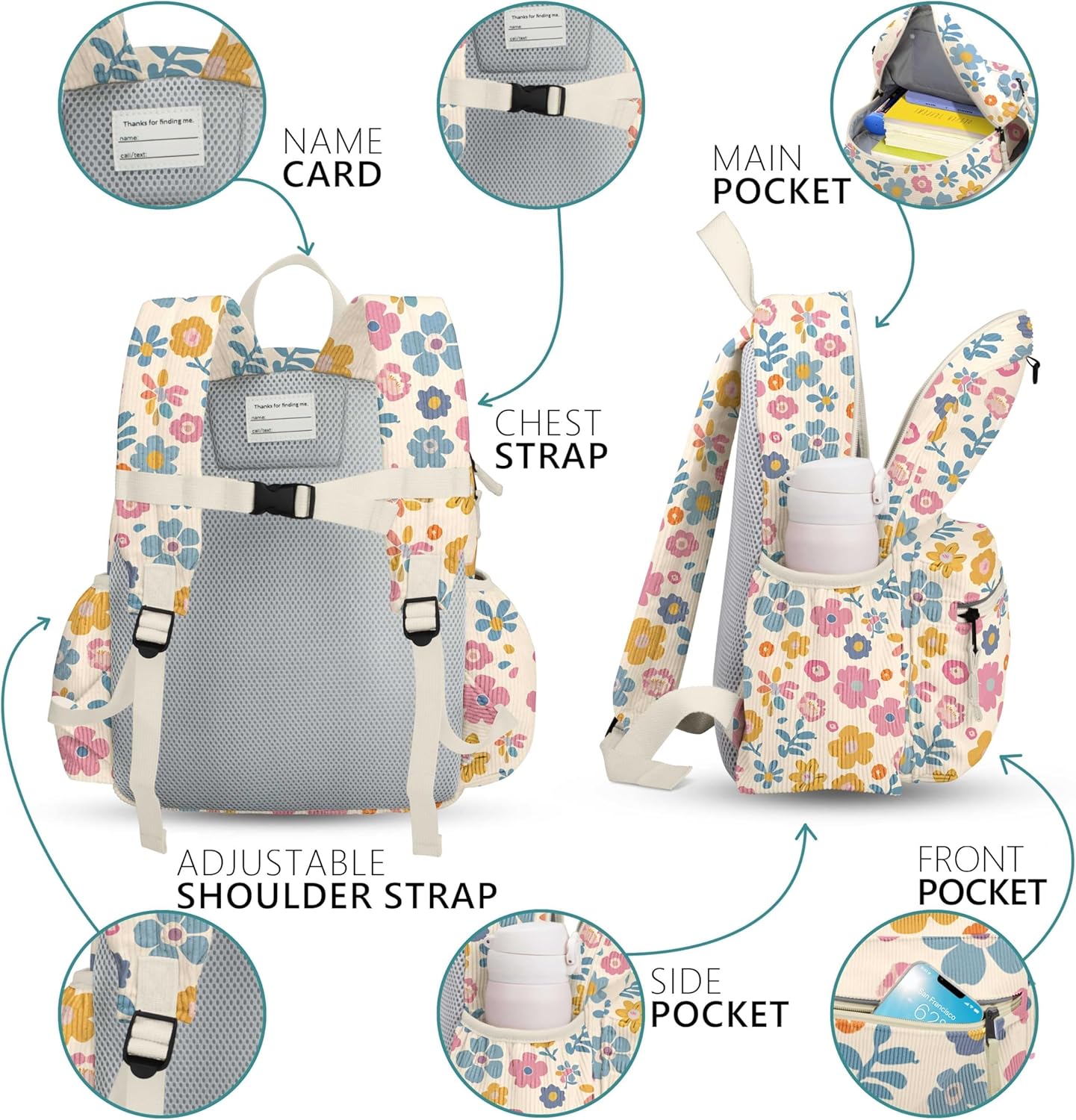 Corduroy Toddler Backpack for Girls 2-5: Preschool Backpack for Girls