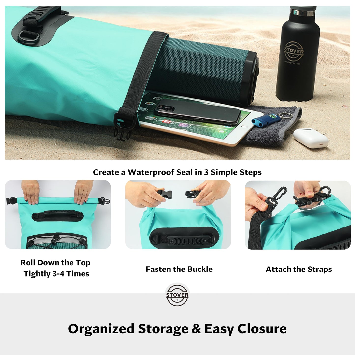 STOVER 5/10/25/30/40L Waterproof Dry Backpack & Phone Case- Large Floating Dry Bag for Kayaking