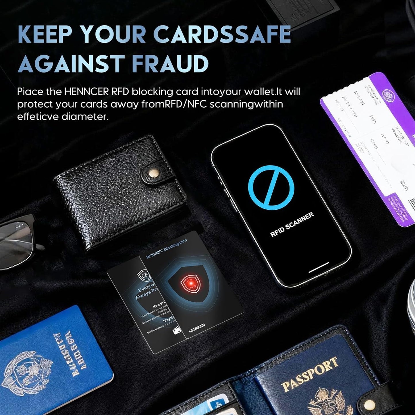 2025 NEW RFID Blocking Card Set with Indicator Light,Wallets Shield,Credit Card Protector, NFC Bank Debit Blocker,Anti-Skimming Protection For ID Passport Travel For Men/Women (2)