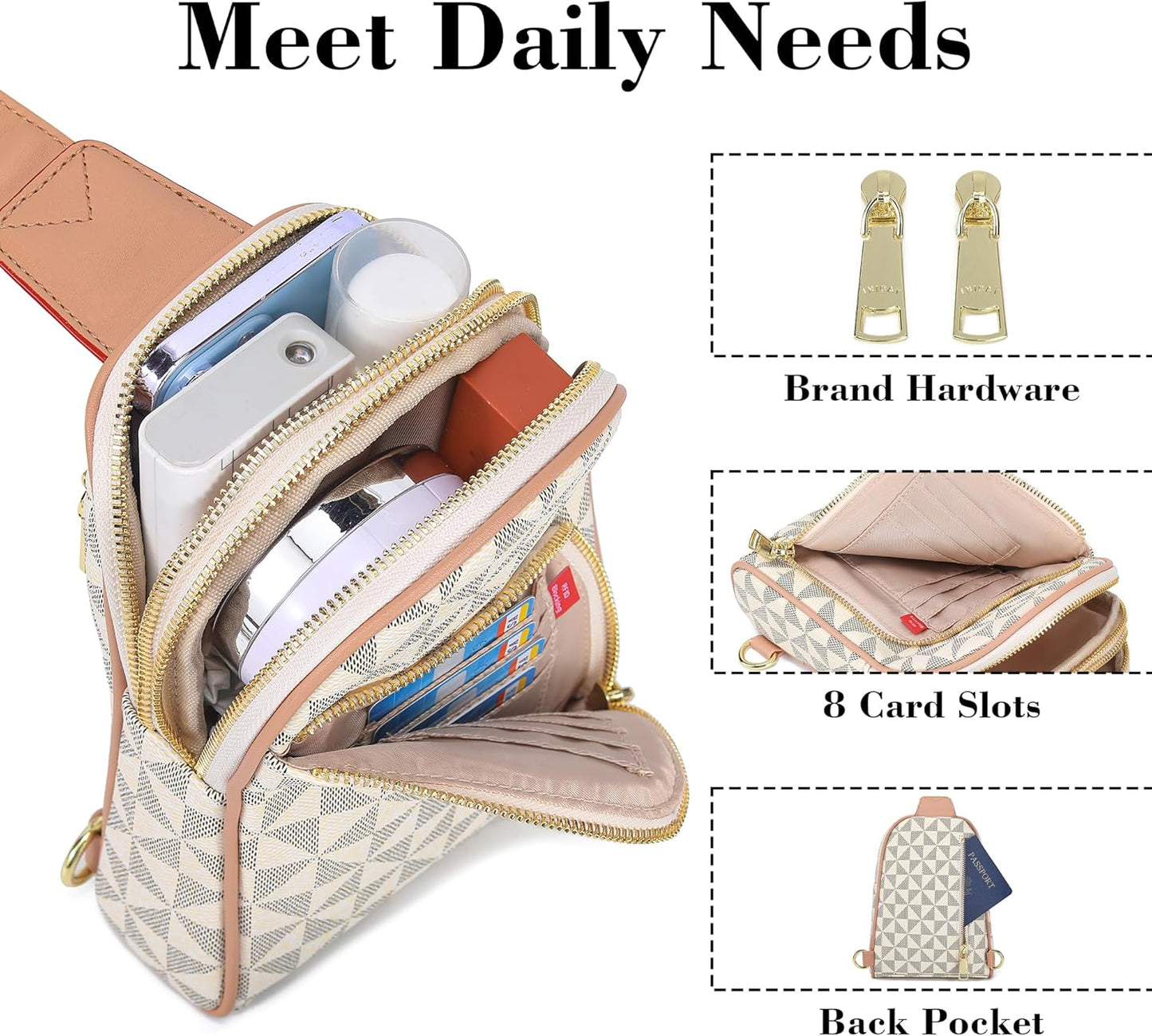 INICAT RFID Blocking Sling Bag Anti Theft Crossbody Bags for Women Travel Fanny Pack Cross Body for Woman Chest Bag