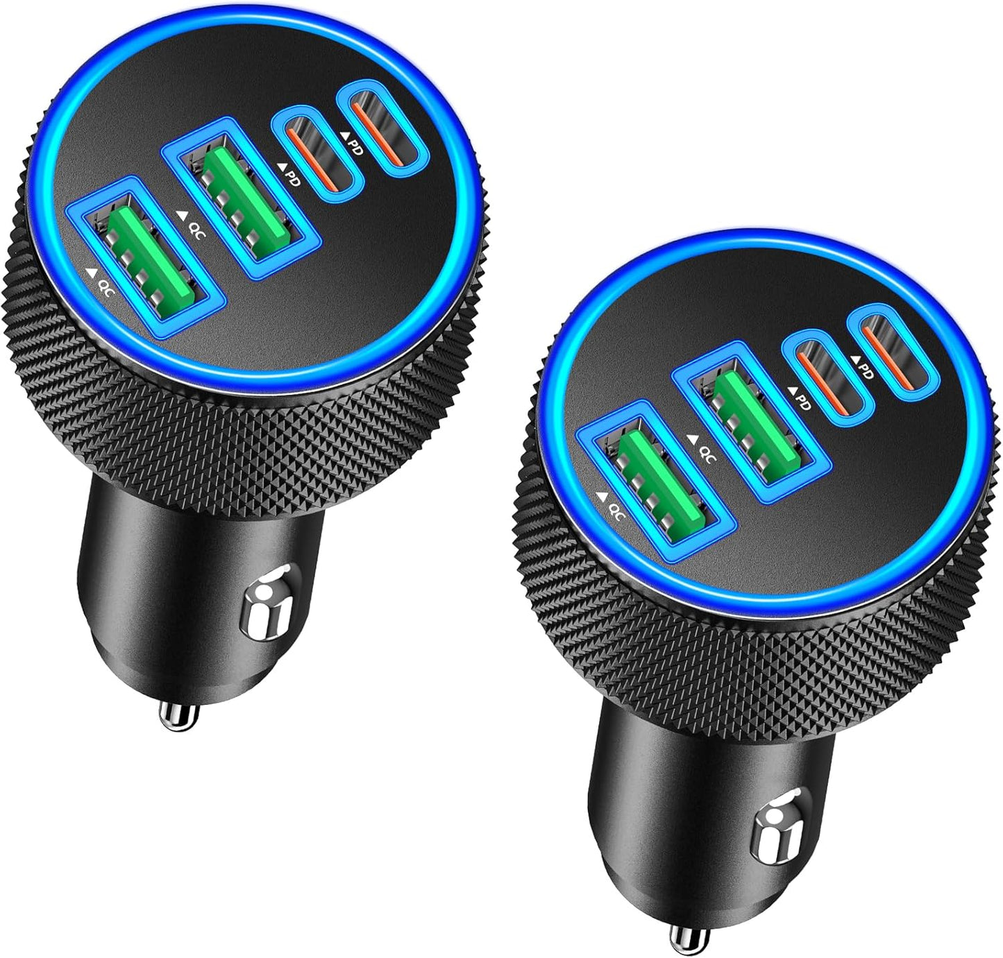 Car Charger USB C, KYOHAYA 2Pack 90W 4-Port Dual USB-C & USB-A Power Cigarette Lighter Adapter PD/QC3.0 Type C Car Charger Fast Charge for iPhone 17 17 Pro 16 15 14 13 12 11/Galaxy S25 S24/Pixel/iPad