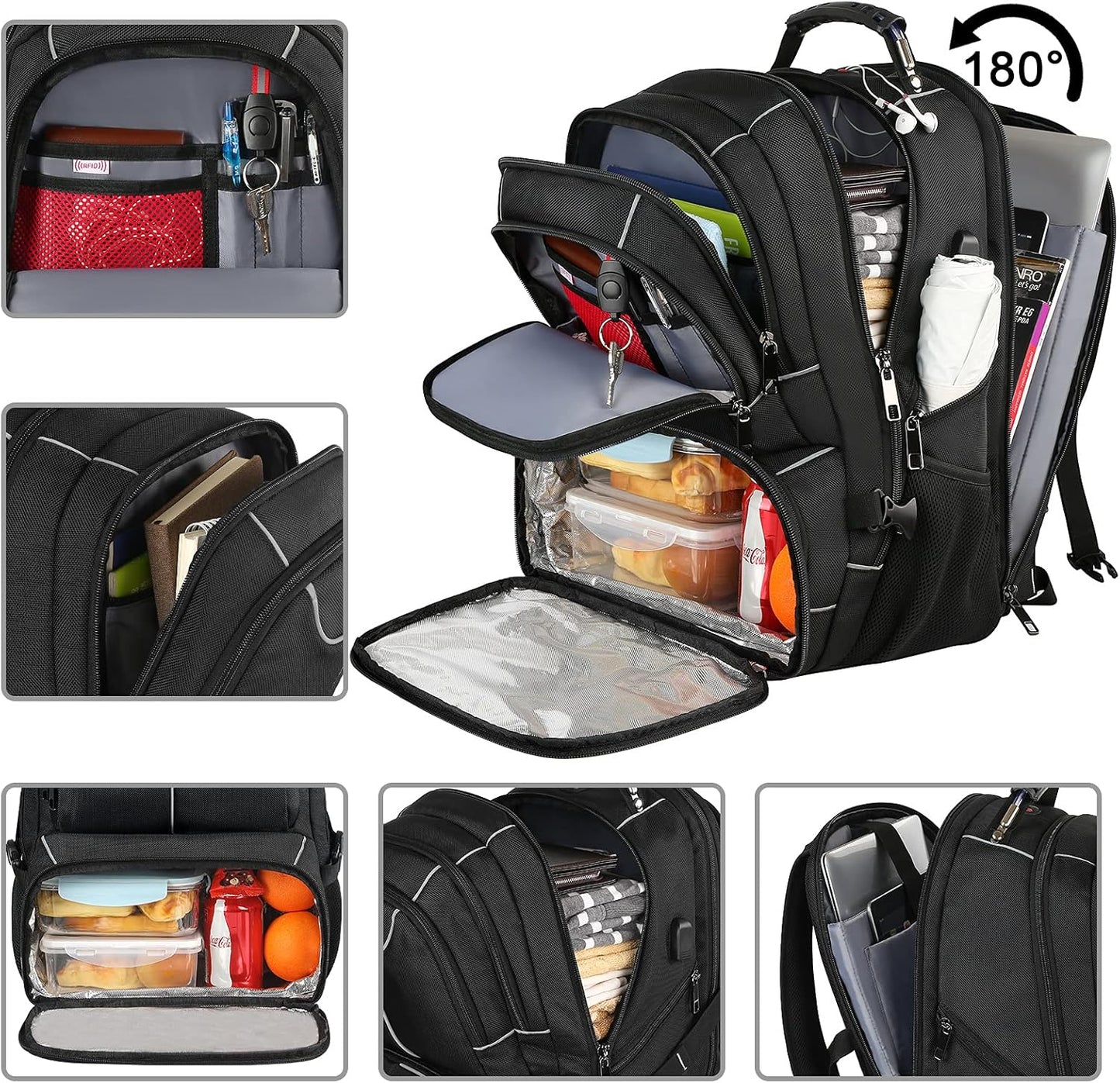 VECKUSON Lunch Bag Backpack, Insulated Cooler Lunch Box Backpack, Extra Large Travel Laptop