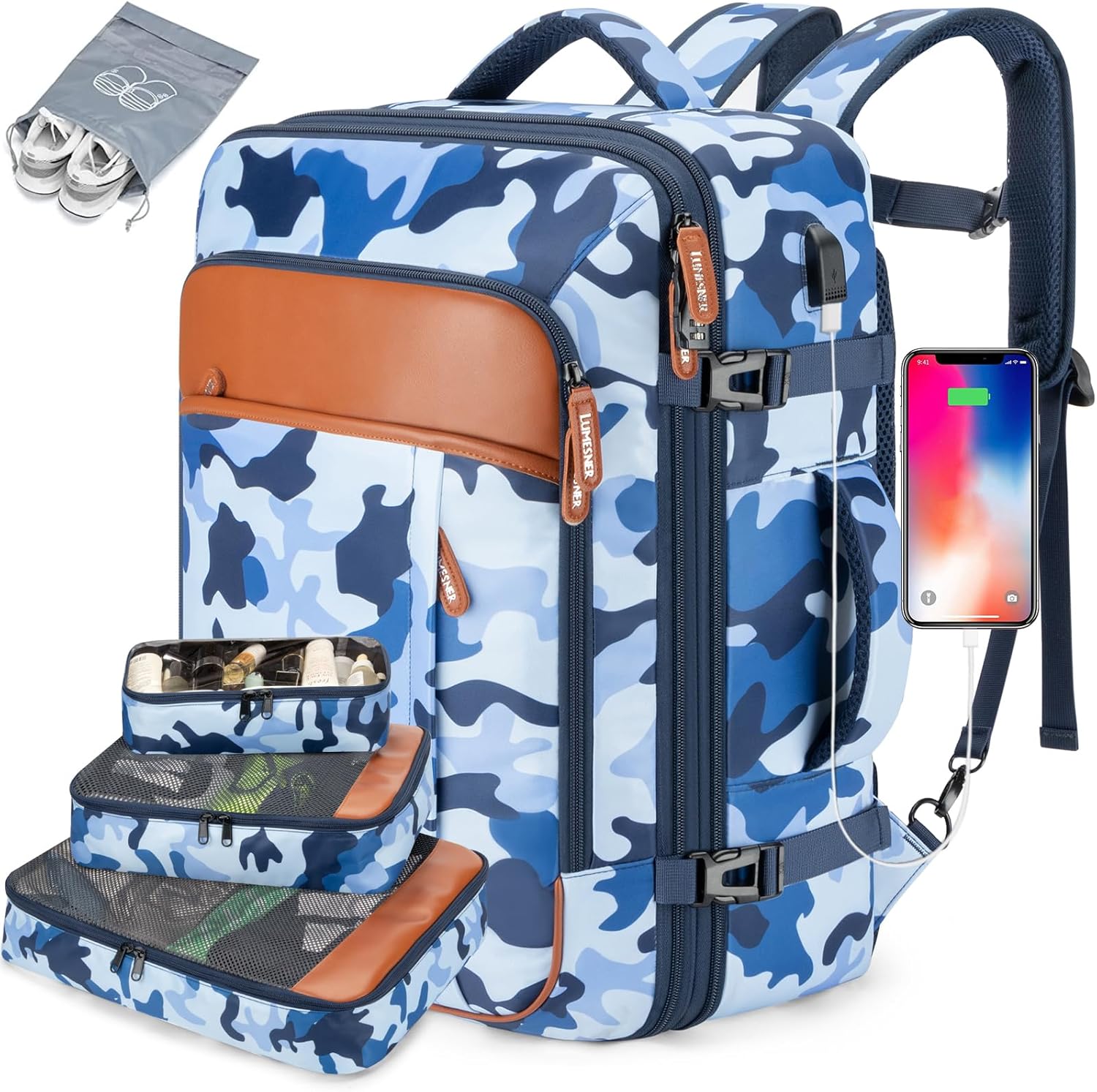 Lumesner Carry on Travel Backpacks, Extra Large 40L Flight Approved for Men & Women,Expandable