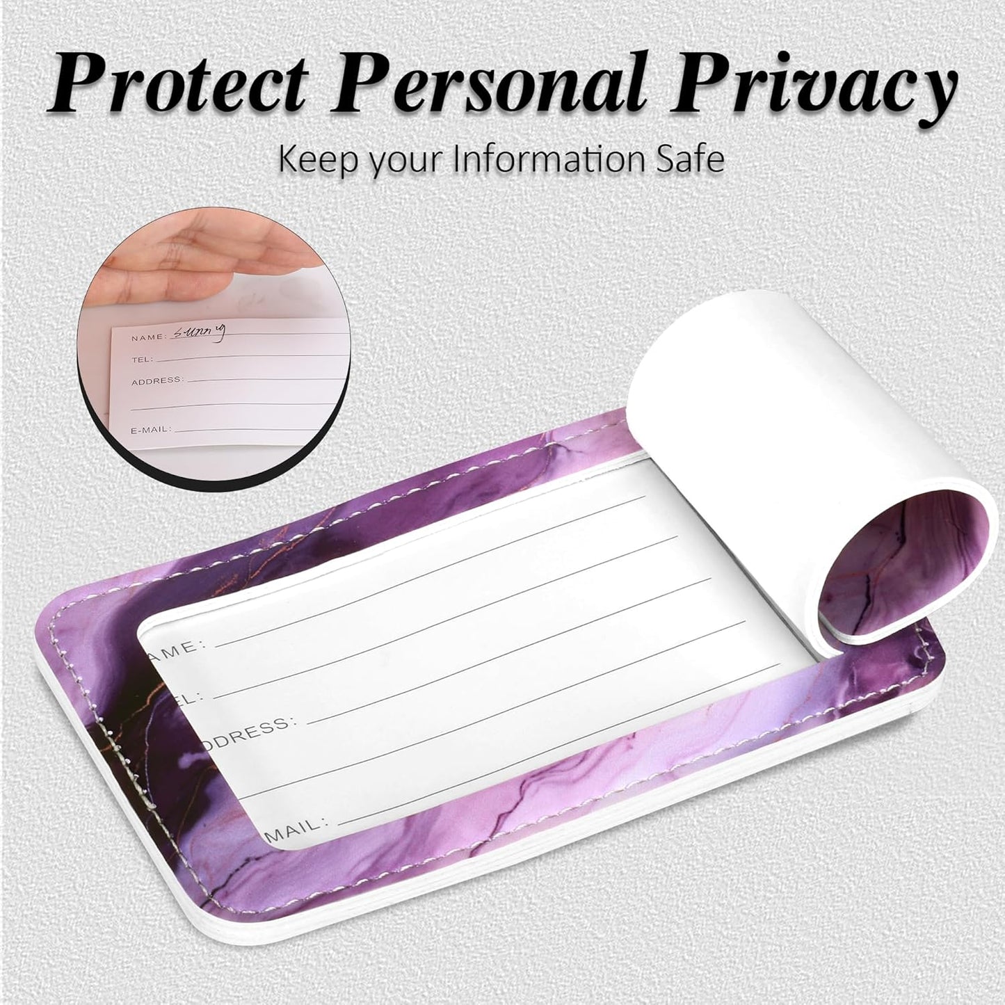 Luggage Tags for Suitcases, 2 Pack Cute PU Leather Luggage Tag TSA Approved with Stainless Steel Loop and Address Card Baggage Tag for Travel&Hotel Stays&Cruise Ships&Shipping and Mailing