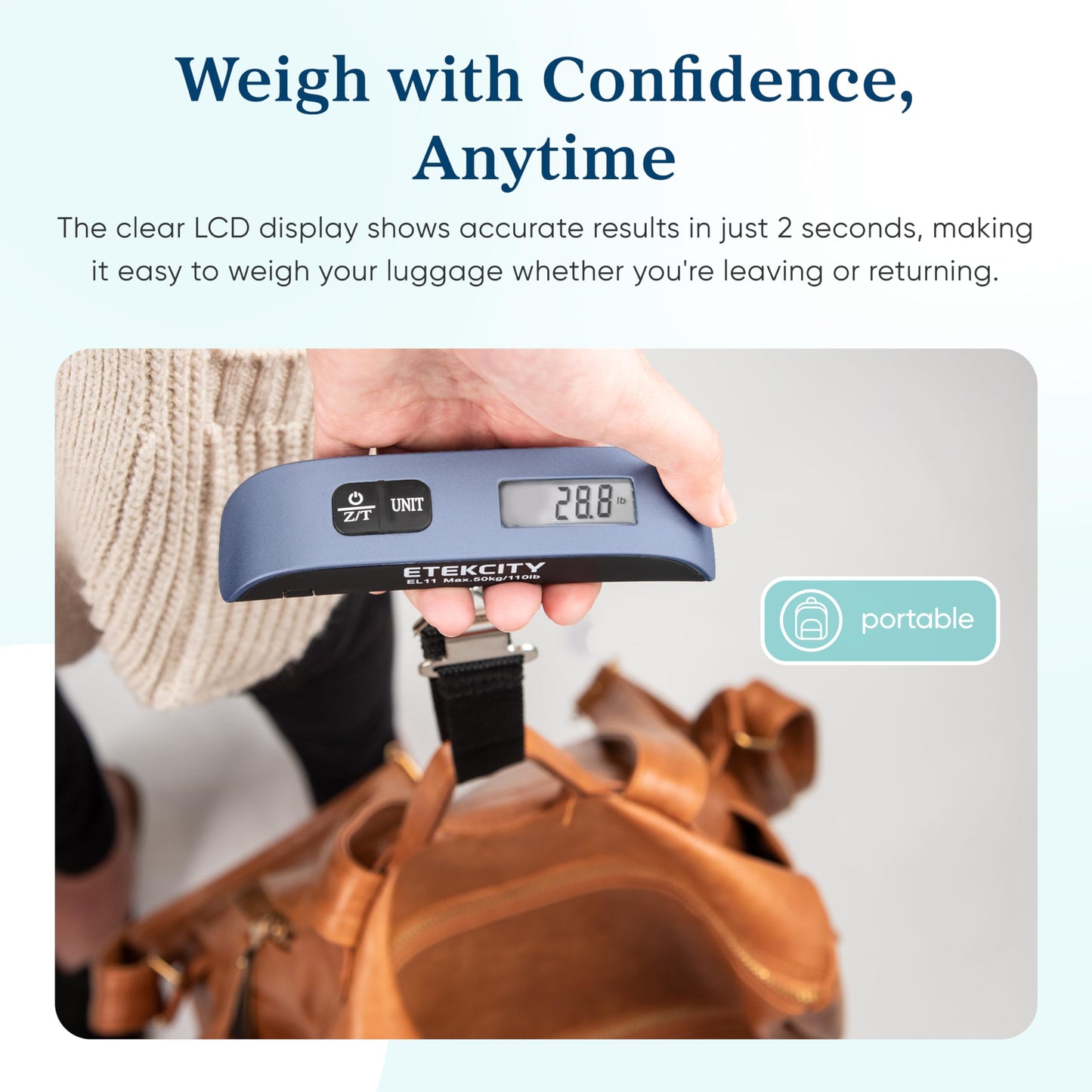 Etekcity Luggage Scale, Digital Suitcase Weight Scale for Travel, 110 lb