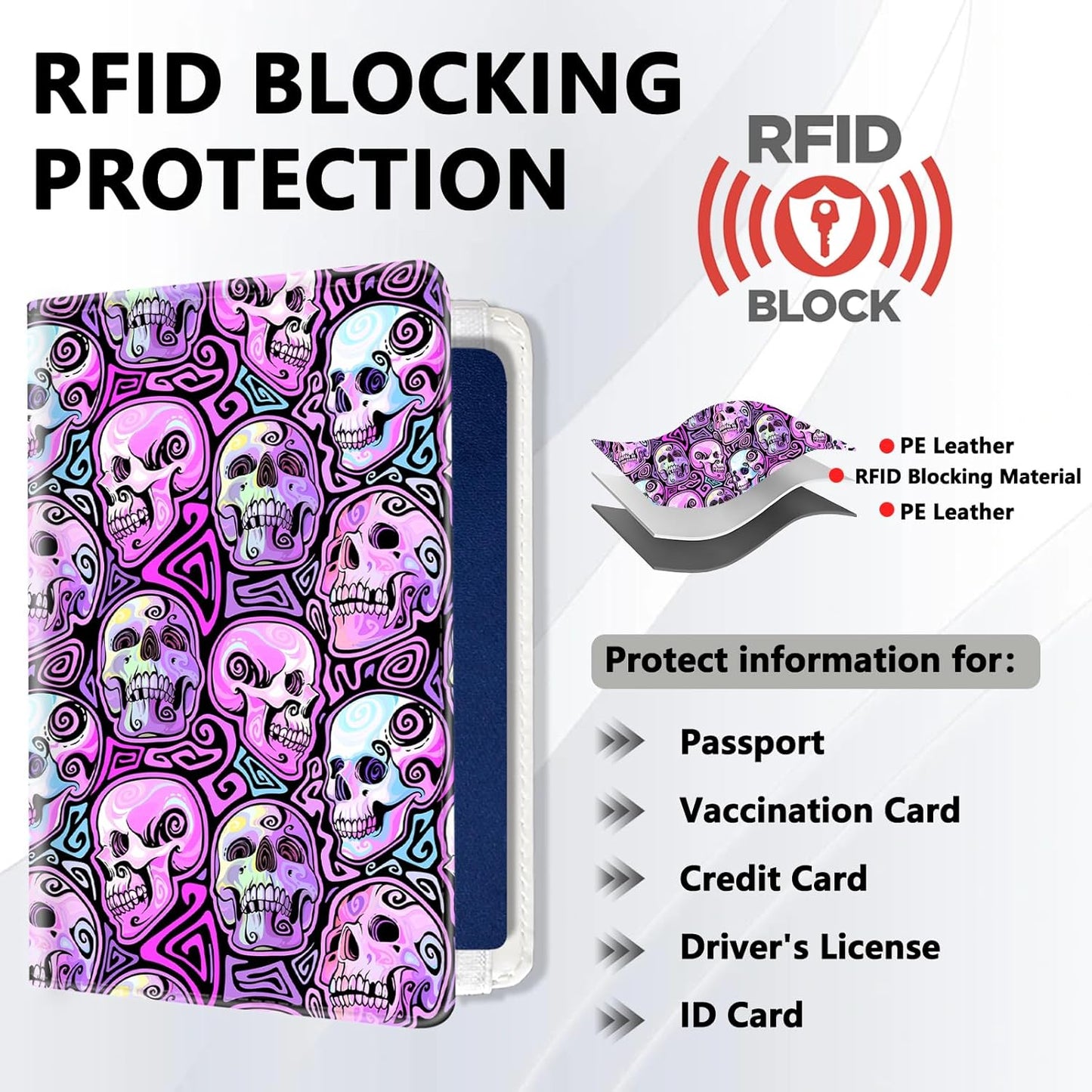 Passport Holder for Travel, Cute Passport Cover for Women Men, Waterproof PU Leather Rfid Blocking Passport Wallet with Credit Card Case for Travel Family, Boys Girls Travel Essentials