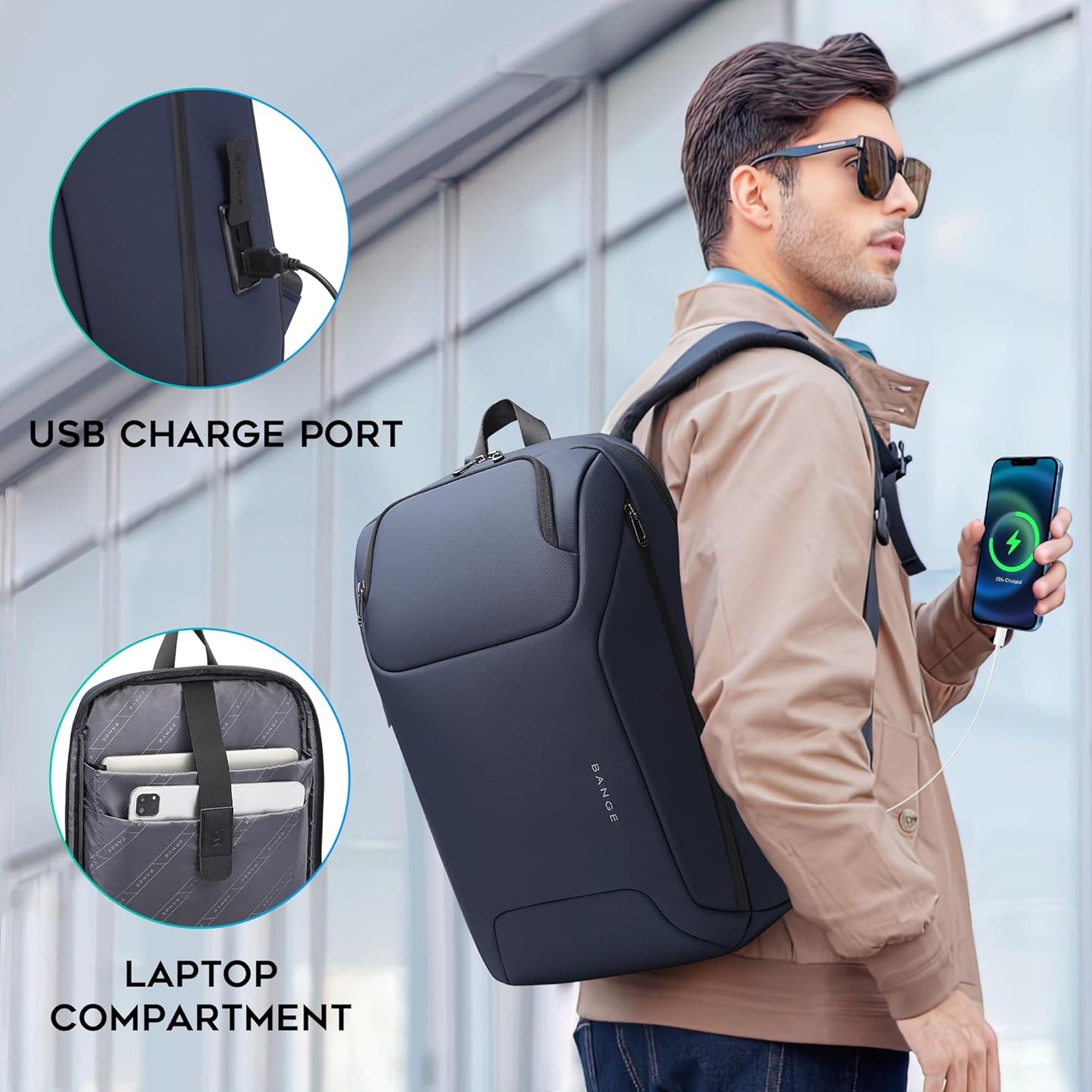 Business Laptop Backpack for Men,Women，15.6 Inch Water Resistant Travel smart Laptop Backpack Carry On Backpack with USB Charging Port，Large Business Work Durable Computer Bag