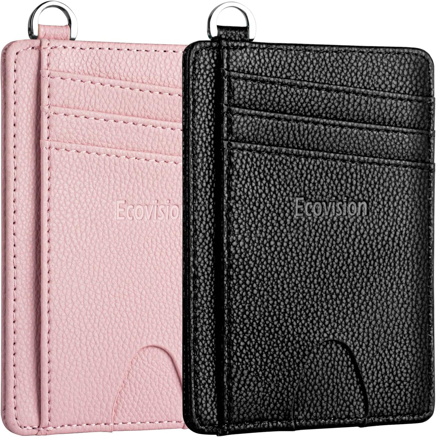 EcoVision Slim Minimalist Front Pocket Wallet, RFID Blocking Credit Card Holder Wallet with Detachable D-Shackle for Men Women