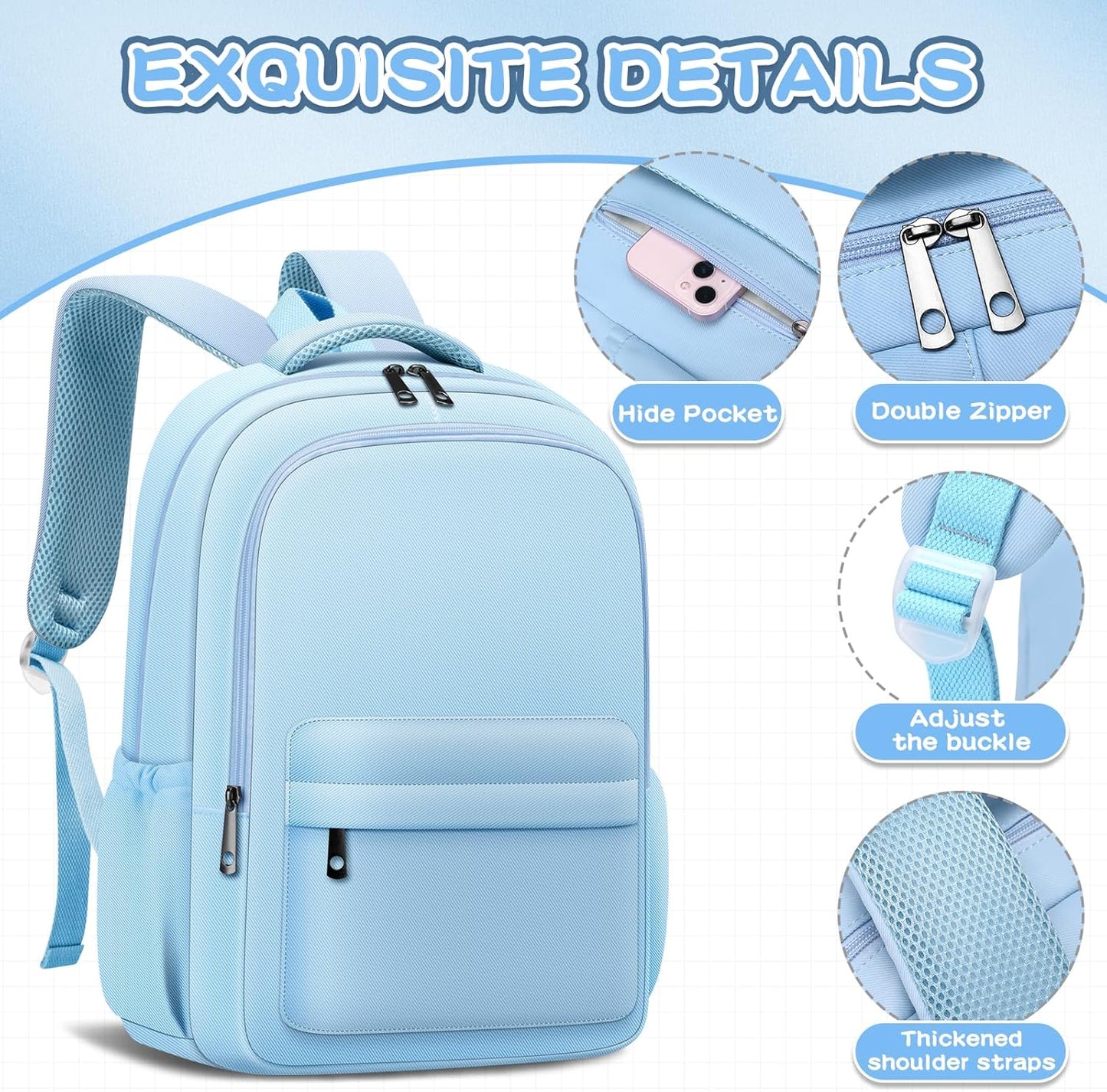 Aesthetic Cute Backpack for School Kids Bookbags Student Backpacks for Teen Girls Preppy Casual Middle School Bag