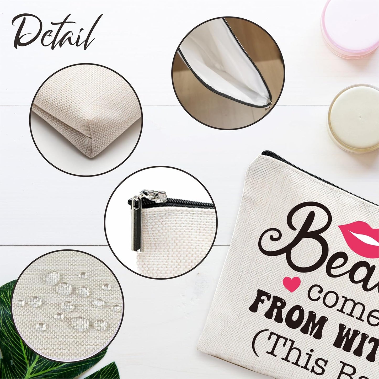 Funny Makeup Bag For Women, Beauty Comes From Within This Bag, Inspiring Makeup Bag For Girl, Birthday Gifts To Sister,Friends, Fun Travel Makeup Bag, Women'S Decorations & Accessories-02