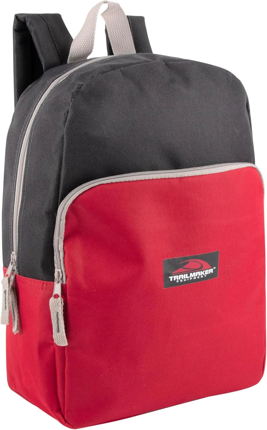 Color Block Backpacks for School Boys and Girls, 15 Inch Two Tone Colorful Small Travel Backpack for Kids (Red)