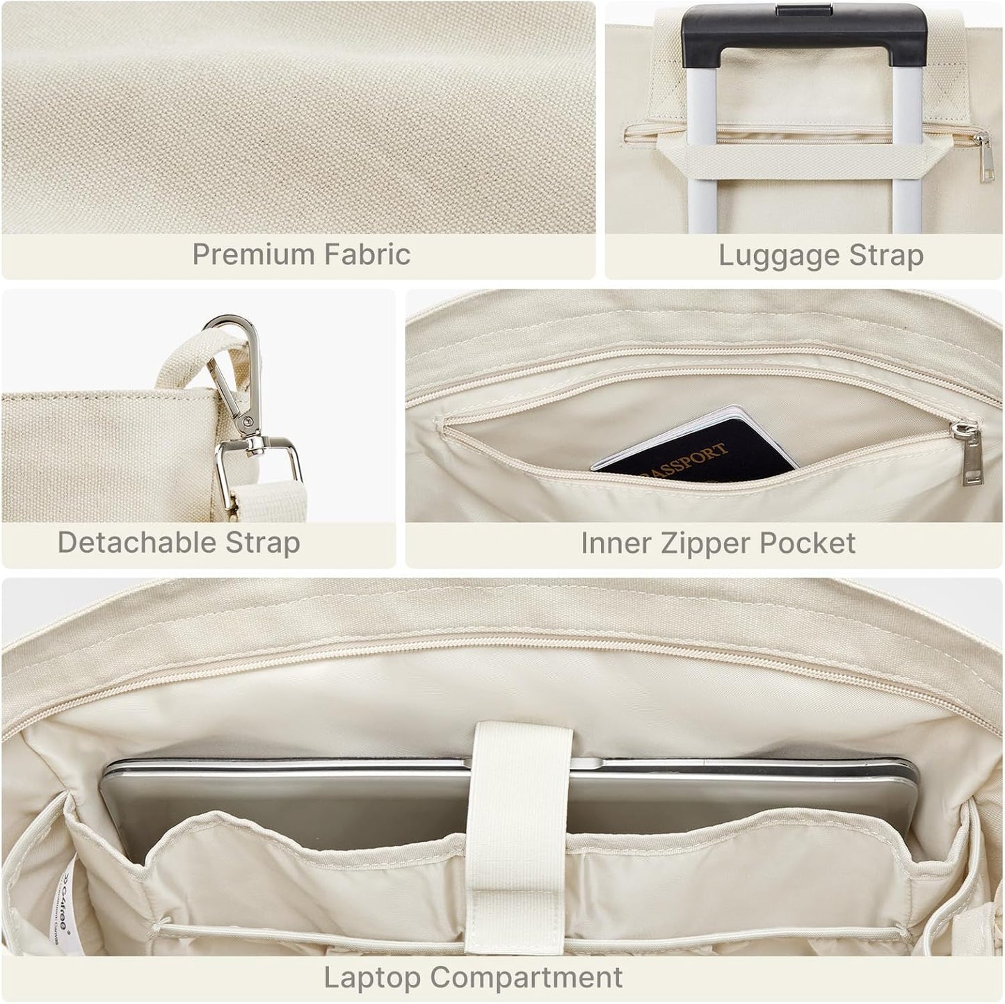 G4Free Large Canvas Tote Bag for Women with Zipper Fit 15.6" Laptop, Everything Tote Bags with Pockets for Work, Travel