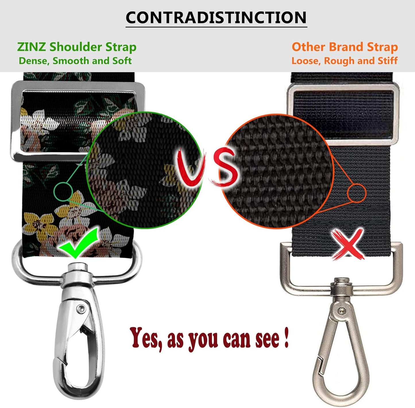 ZINZ Bag Shoulder Strap, Padded Adjustable Shoulder Strap Replacement