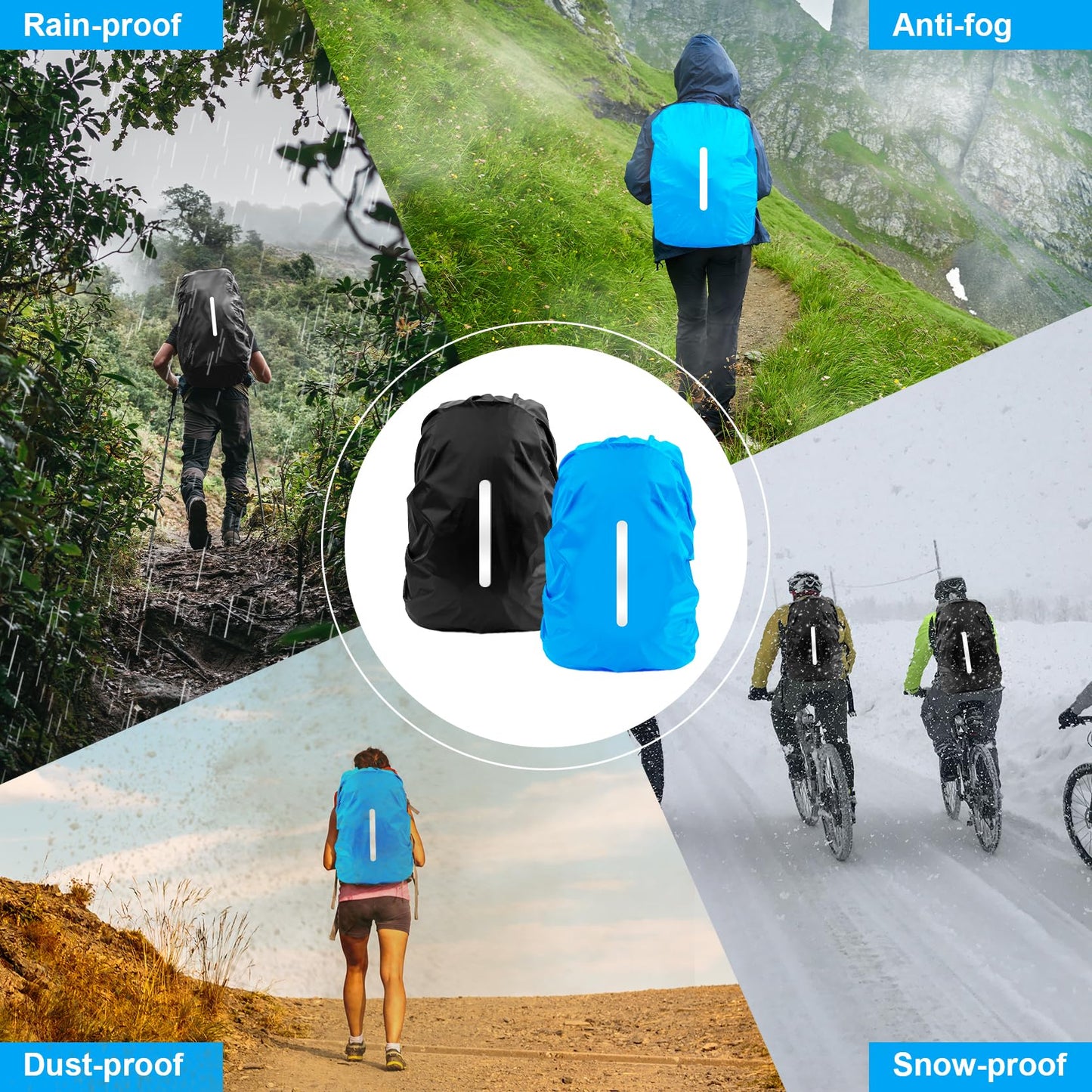 LAMA 2 Pack Waterproof Rain Cover for Backpack, Reflective Rucksack Rain Cover for
