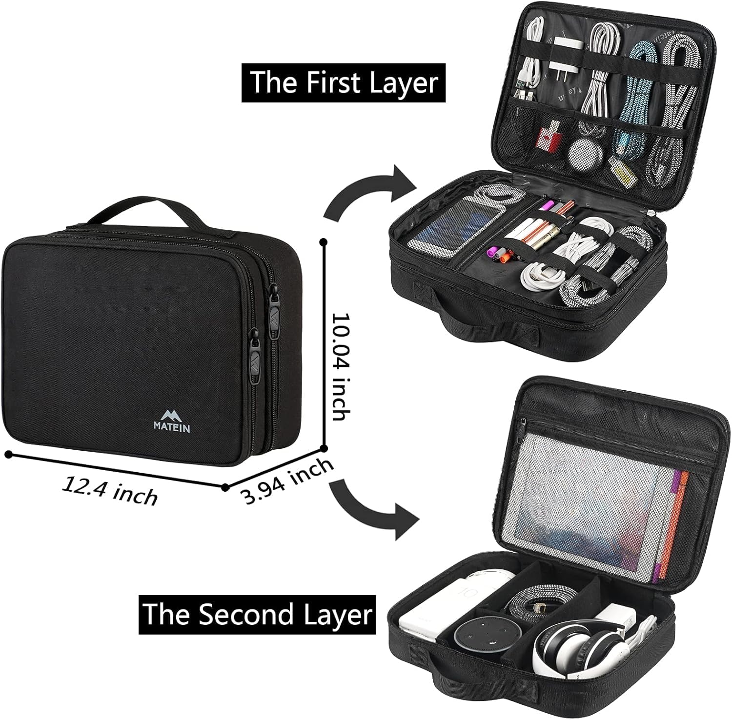MATEIN Cable Organizer Bag, Large Travel Storage Bag, Sturdy Tool Case