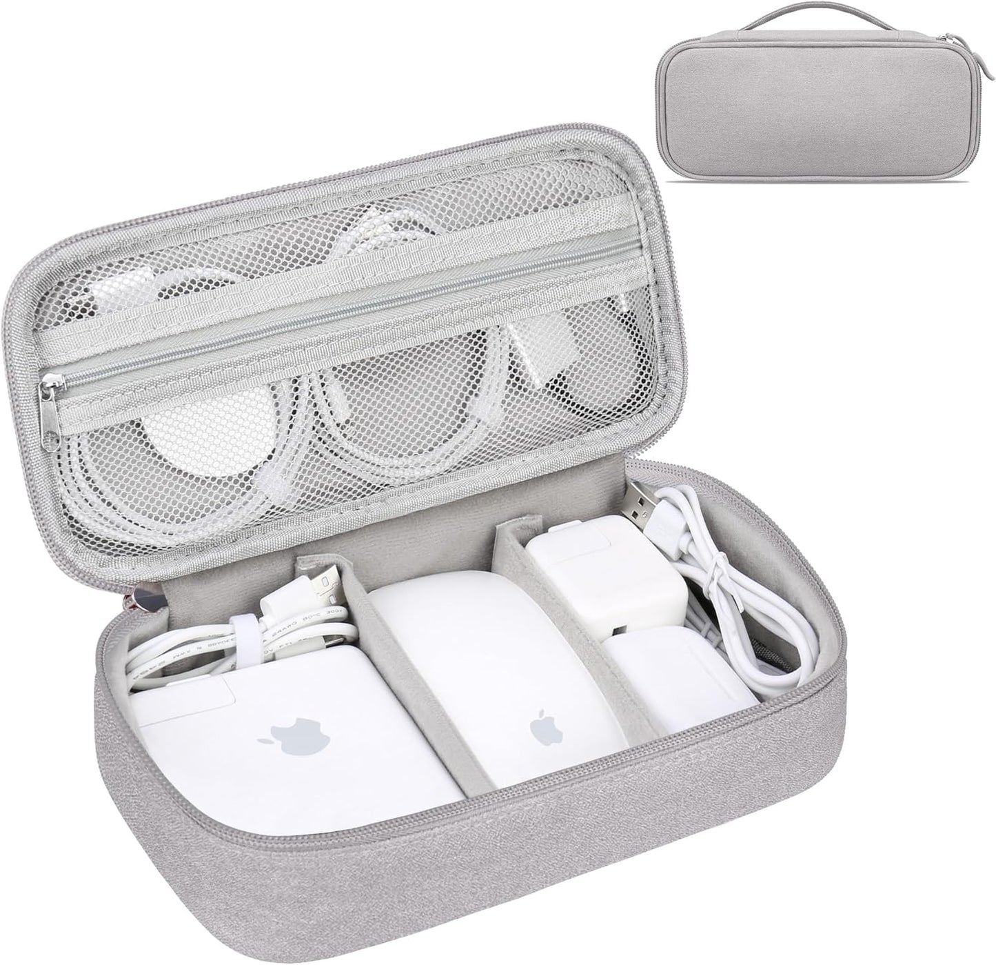 Lacdo Electronic Organizer Travel Cable Organizer Bag Pouch Tech Electronic Accessories Carry Case Portable Double Layers Charger Case for Cable, Cords, Charger, Earphone, Power Bank, Gray