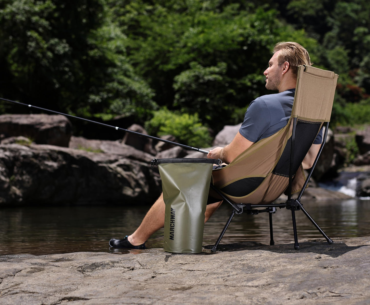 MARCHWAY Lightweight Folding High Back Camping Chair with Head Support, Stable Portable Compact for