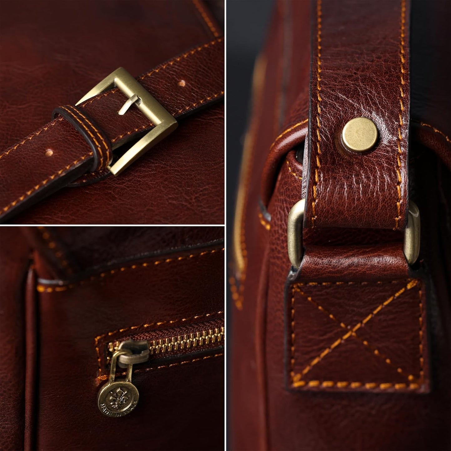 Time Resistance Leather Messenger Bag for Men, Handmade Crossbody Bag, Shoulder Bag Made in Italy