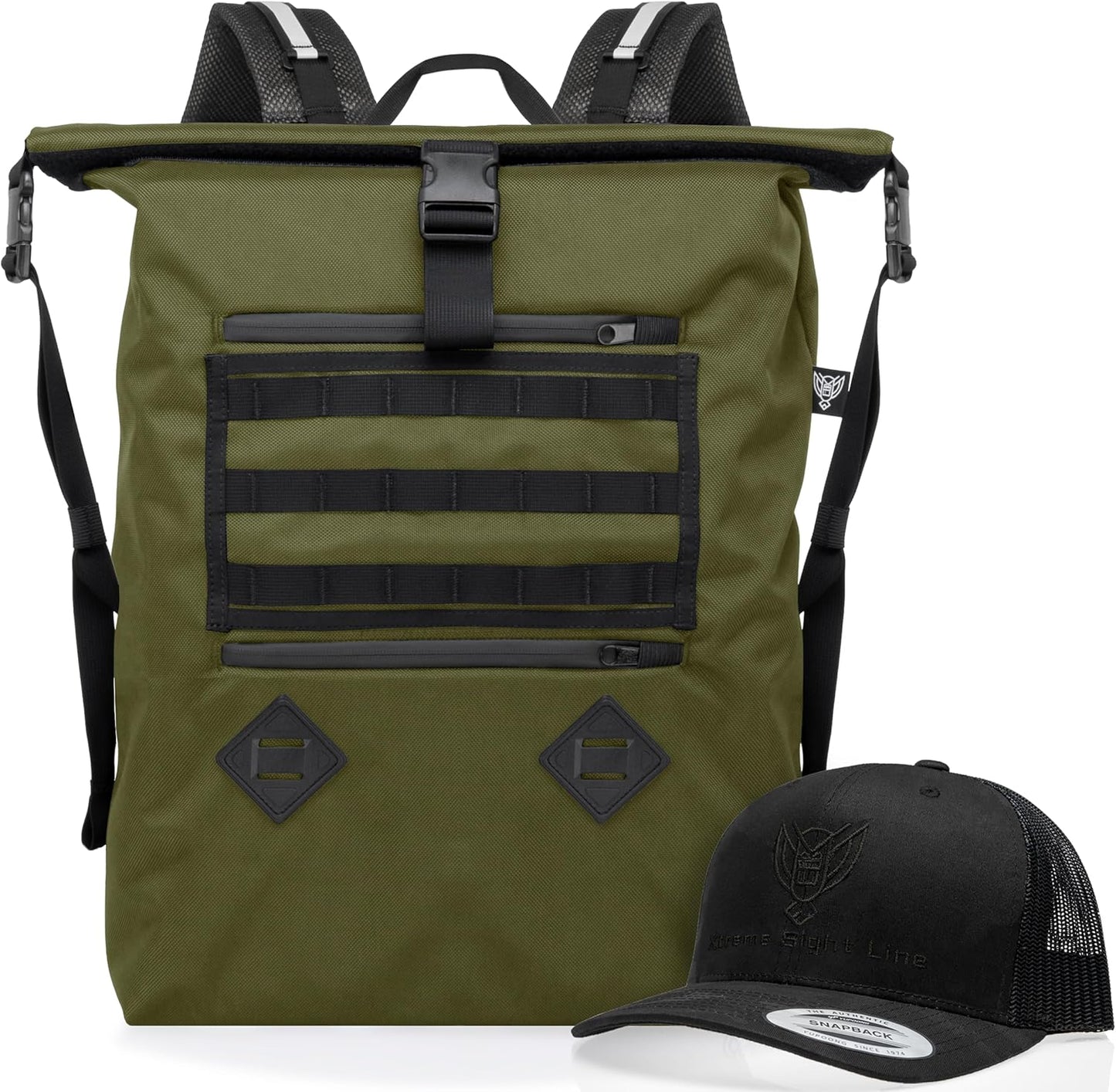 Xtreme Sight Line ~ AQUA RT Large Water-Proof Faraday Backpack/Black Hat Combo ~ Tracking/Hacking Defense ~ OD Green