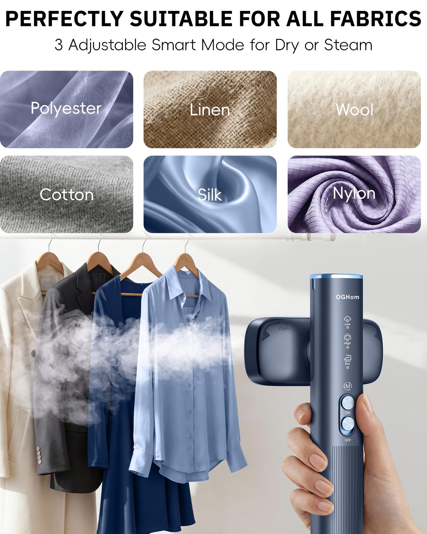 OGHom Steamer for Clothes, 110-240V Travel Steamer & Iron 2 in 1, 1000W Powerful Steam, Portable