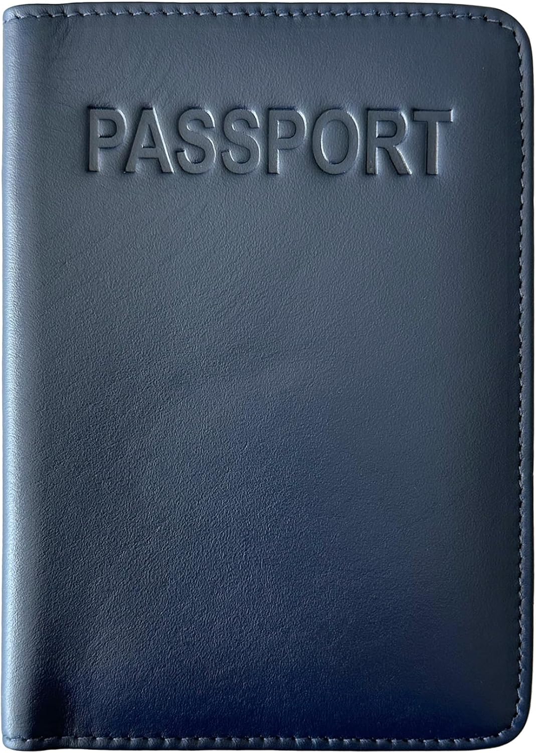 Navy Basic Genuine Leather RFID Passport Cover