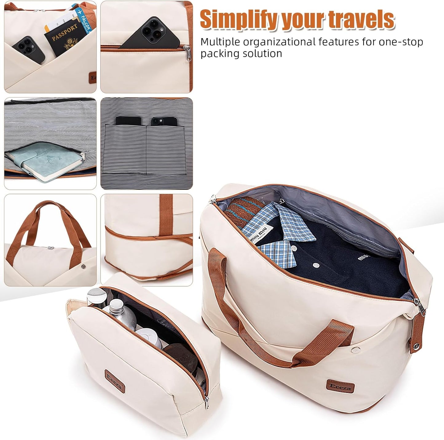 Carry on Luggage Sets 22x14x9 Airline Approved Durable Travel Luggage Suitcases with Wheels,ABS Hard Case Suitcases with Spinner Wheels,(White,3 Piece Sets(20"/DB/TB))