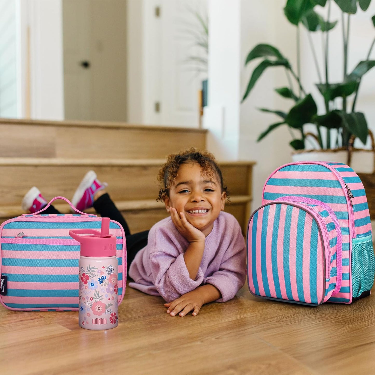 Wildkin 12-inch Kids Backpack – Padded, Adjustable, Ideal for Daycare & Travel - Pink Stripes